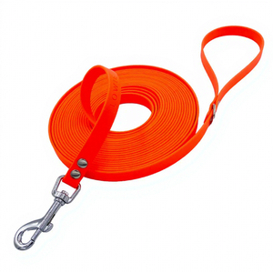 Laisse pour chien robuste orange néon personnalisée, imperméable, à dégagement rapide, de luxe, tendance, réglable, tactique, sécurisée, enduite de PVC - Product Image 1