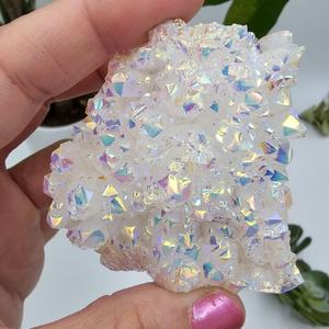 Cristal de Quartz Clair Naturel Effet Angel Aura AB, Grappe de Pierres Brutes, Cristal Blanc, Minéral Brut pour Décoration Feng Shui - Product Image 4