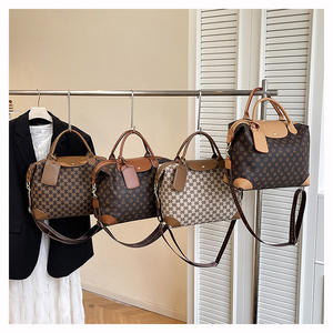 Women's Fashionable Retro Printed Large Capacity Handbag Waterproof PU Leather Shoulder Crossbody Bag for Travel and <b>Shopping</b> - Product Image 1