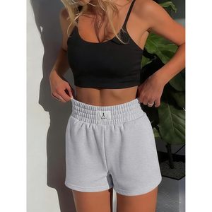 FOXA Women's Soft Athletic Shorts High Waist Summer Gym Workout <b>Lounge</b> Wear Breathable Knitted Cotton Spandex Shorts - Product Image 2