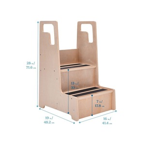 Solid Wood Children Step <b>Stool</b> With Handrails Minimalist Design For Kids <b>Bathroom</b> Kitchen Use - Product Image 4