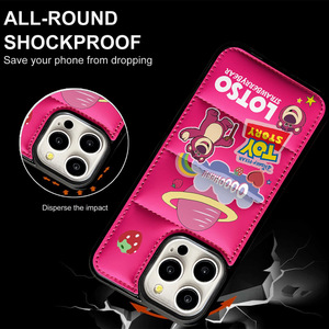 Étui de téléphone antichoc en cuir matelassé motif ours de dessin animé, style meilleur ami pour iPhone 13 Pro - Product Image 4