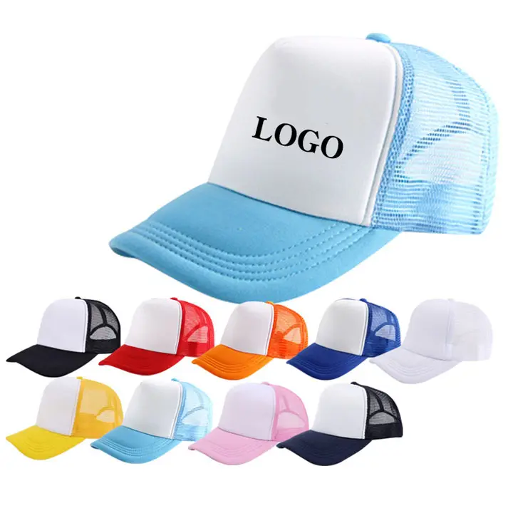 Wholesale Trucker Cap High Quality Polyester Bulk 5 Panel Foam Mesh Baseball Cap With Embroidery Logo Trucker Hats