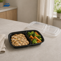 Contenants alimentaires empilables en PP sans BPA à 2 compartiments avec couvercle, 32 oz, pour vente en gros, compatibles micro-ondes, congélateur et lave-vaisselle