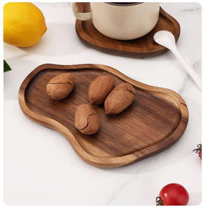Plateaux en bois d'acacia naturel faits à la main plateaux de service en bois pour la nourriture grand plateau de collation irrégulier Super vente - Product Image 5