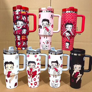Nuevo Vaso Térmico <span class=keywords><strong>Betty</strong></span> con Diseño Personalizado, Lindo, con Pajita, Doble Pared, de Acero Inoxidable, Aislado, Botella de Agua Deportiva, Taza de Café de Viaje - Product Image 1