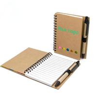 Carnet promotionnel A5 personnalisé HUA en kraft, en vrac, vierge, à feuilles mobiles, avec stylo et notes adhésives pour blocs-notes