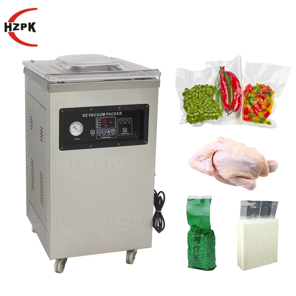 hzpk industrial single chamber vacuum packaging sealer machine for food pp bag whole chicken