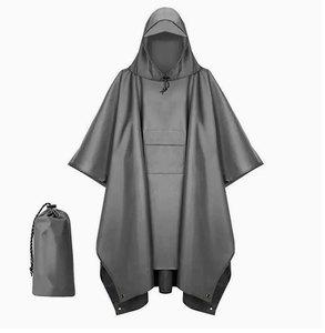 Poncho impermeable DFR1010 azul para hombres, camuflaje naranja, gris, negro, caqui, verde, venta al por mayor. - Product Image 3