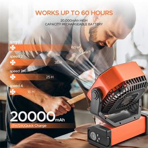 Lampe torche LED rechargeable 2 en 1 de 20 000 mAh et ventilateur portable avec télécommande pour le camping en plein air, l'utilisation en voiture et les urgences - Product Image 3