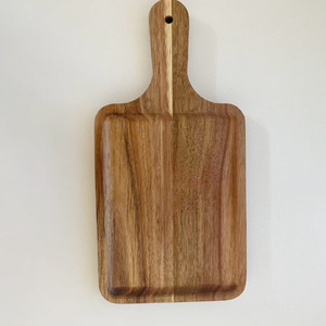 Wooden <b>Serving</b> <b>Trays</b> <b>Round</b> With Handle For Bread Fruit Pizza Steak Household Use - Product Image 2