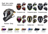 Casque de moto électroplaqué à double visière, coque en ABS, 20 coloris, logo personnalisé, marque privée disponible
