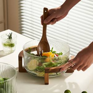 Bol à salade en verre transparent de grande taille pour la cuisine et les restaurants, 1800 ml/2800 ml/3800 ml/4800 ml, bol rond pour dessert, bols à mélanger pour fruits - Product Image 1