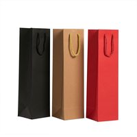 Emballage cadeau écologique biodégradable imprimé sur mesure, sac en papier kraft brun avec poignée pour bouteille de vin, pour la vente au détail