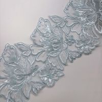 Nouvelle dentelle brodée de sequins de 17 cm avec perles et soie polyester pour accessoires vestimentaires féminins tendance