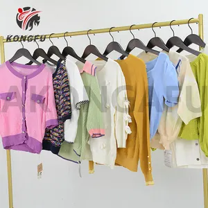 AKONGFU-suéter de punto fino para mujer, camiseta fina de alta calidad, ropa usada para mujer, ropa de Reino Unido, Europa