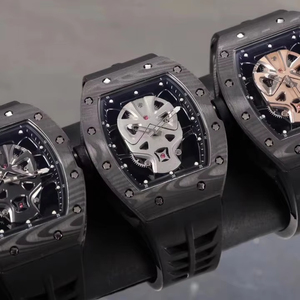 Premium Carbon Fiber Barrel Case <b>Skeleton</b> Tourbillon <b>Watch</b> Men High Quality Waterproof Luminous <b>Automatic</b> Mechanical Sports Luxu - Product Image 2