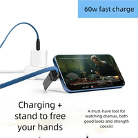 Câble de charge rapide 2 en 1 avec support de téléphone 60W, support mains libres pliable, chargeur de bureau, voiture, voyage