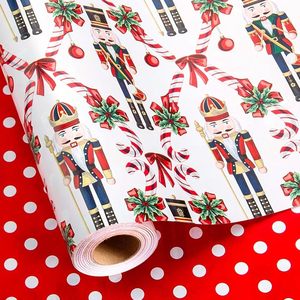 80g Christmas gift wrapping <b>paper</b> New product in stock <b>Red</b> walnut shaped bow design Double sided printing with <b>red</b> dots - Product Image 1