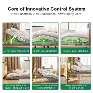 Lit d'hôpital électrique pour personnes âgées <span class=keywords><strong>à</strong></span> usage domestique avec 5 fonctions réglables, lit de soins <span class=keywords><strong>à</strong></span> <span class=keywords><strong>domicile</strong></span> pour personnes atteintes de démence - Product Image 4