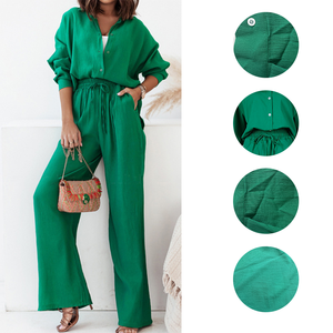 Completo Casual da <span class=keywords><strong>Donna</strong></span> Due Pezzi: Camicia con Risvolto a Tinta Unita e <span class=keywords><strong>Pantaloni</strong></span> a Vita Alta - Collezione Primavera 2026 (Vendita all'Ingrosso) - Product Image 4