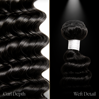Extensions de cheveux humains brésiliens 12A Deep Wave, 100% vierges non traités, noirs naturels bouclés
