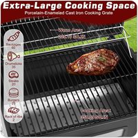 Barbecue au charbon de bois portable pour jardin, grand fumoir avec table latérale pliable