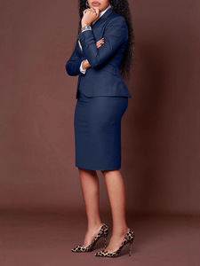 Set da Lavoro Elegante Personalizzato con Logo o Stile ODM, Completo da Donna per Ufficio con Blazer e Gonna Midi - Product Image 4