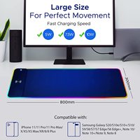 Tapis de souris chargeur sans fil, tapis de souris de jeu à charge sans fil LED en caoutchouc, offre spéciale