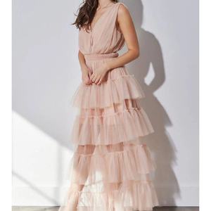 Vestido Maxi de Tul con Volantes en Capas para Mujer, Estilo Casual de Verano, Elegante para Fiestas, Venta al Por Mayor OEM - Product Image 1