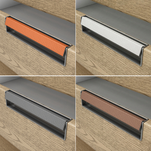 Nouvelle poignée invisible encastrée à fente, style 2026, en alliage de zinc avec incrustation en cuir pour armoires, placards et tiroirs - Product Image 5