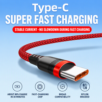 Câble de synchronisation de données Type-C 3A à charge rapide, 1M/2M, en PVC coloré tressé en nylon, conducteur en cuivre pur, pour mobile - Vente en gros usine