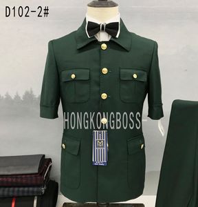 Abito da <span class=keywords><strong>uomo</strong></span> 2 pezzi classico <span class=keywords><strong>blu</strong></span> <span class=keywords><strong>scuro</strong></span> abito da sposa per <span class=keywords><strong>uomo</strong></span> 2023 mezza manica tasca Slim Fit da sposo smoking Costume Mariage Homme - Product Image 3