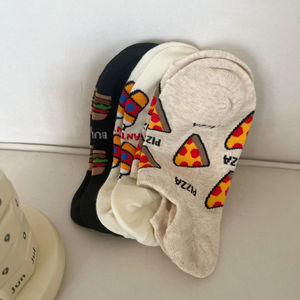 Calcetines invisibles con estampado de comida, diseño novedoso de pizza y hamburguesa, calcetines tobilleros de algodón suave, informales, de corte bajo, para hombre y mujer, regalo perfecto - Product Image 4