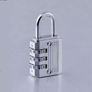 Combination Pad <b>Lock</b> Zinc Alloy Rectangular 3.7mm Shiny Silver Black Electroplated Indoor Outdoor Use - Product Image 2