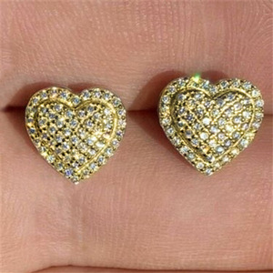 Orecchini a perno a forma di cuore scintillante da donna, eleganti orecchini a lobo a forma di cuore, gioielli alla moda per tutti i giorni e feste - Product Image 4