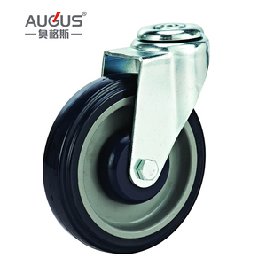 ล้อเลื่อน PU สีดำ/น้ำเงิน ขนาด 5 นิ้ว ยี่ห้อ Zhongshan <span class=keywords><strong>AUGUS</strong></span> พร้อมลูกปืนคู่ สำหรับรถเข็นช็อปปิ้ง - Product Image 5