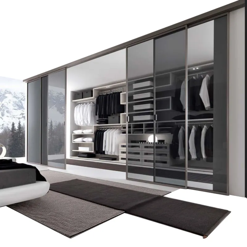 Camera da letto moderna design in alluminio porta in vetro armadio, personalizzato a piedi in armadio