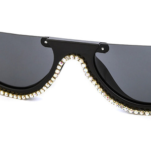 Gafas de sol con diamantes de imitación para mujer, anteojos de sol femeninos de medio Marco, Estilo Vintage, 2022 - Product Image 4