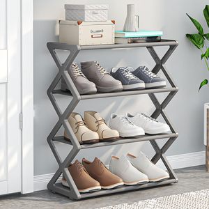 Household X-Shaped Multi-Functional 4-Layer Stainless Steel <b>Shoe</b> <b>Rack</b> Cabinet for Bathroom Student Dormitory Doorway-Modern - Product Image 2