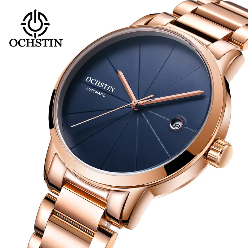 OCHSTIN 2025 Top Luxury Watch Arloji Mekanis Otomatis Pria Reloj Hombre Fashion Rose Emas Penuh Jam Tangan Stainless Steel