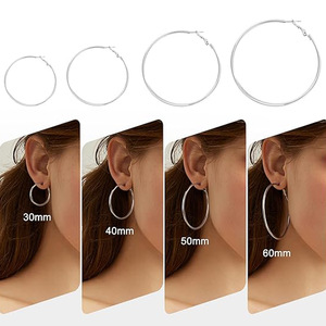 Créoles en acier inoxydable chirurgical 316 plaqué PVD, 2 mm de large, résistantes à l'eau, diamètres de 25 mm à 60 mm - Product Image 3