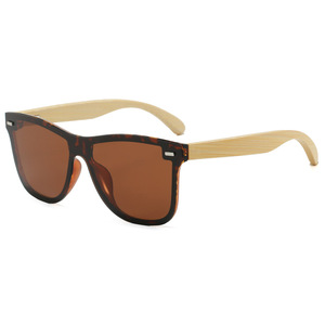 Lunettes de soleil polarisées avec branches en bois de bambou, unisexe, sans monture, protection UV400, type 3, verres TAC - Product Image 4