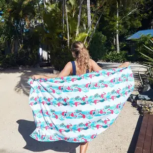Toalha de praia Repreve de tecido reciclado com garrafa de toalha sem areia estampada dupla face personalizada RPET