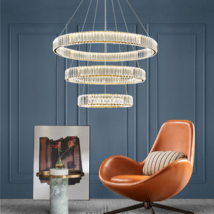 <b>Crystal</b> <b>Chandelier</b> Gold Finish E26 LED 3500K Warm White Pendant <b>Light</b> Adjustable Height Stainless Steel 5-Year Warranty for - Product Image 4