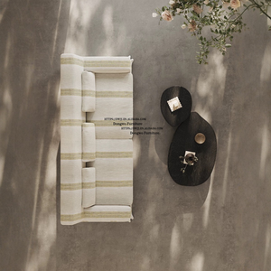 Ghế sofa ba chỗ ngồi phong cách Bắc Âu Wabi Sabi, kiểu Mỹ đồng quê, chất liệu vải lanh sọc, có thể tháo rời hoàn toàn. - Product Image 5