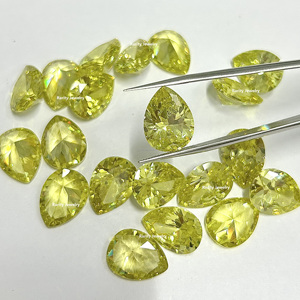 Olive Pear đá quyến rũ đá quý tổng hợp Tear Pear màu vàng ô liu CZ trong suốt đá nhân tạo Zircon đá bán buôn USA - Product Image 3
