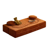 Zeitgenössisches Orangefarbenes 2-Sitzer Schlafsofa Ovale Faltbare Couch Kompaktes Schlafsofa Loveseat 80% Versandkosten-Einsparung Platzsparend