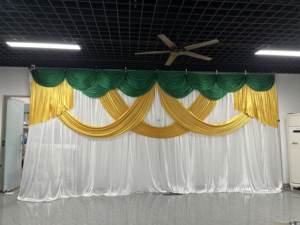 Rideaux <span class=keywords><strong>de</strong></span> <span class=keywords><strong>fond</strong></span> <span class=keywords><strong>de</strong></span> scène élégants sur mesure à double couche en soie glacée pour mariage, événements et décoration <span class=keywords><strong>de</strong></span> fête - Product Image 6