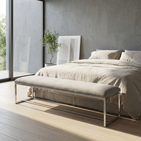 Tabouret-banc moderne, écologique, portable, multifonctionnel, avec base en acier tubulaire et structure en bois massif, pour la maison, le balcon ou la chambre.
